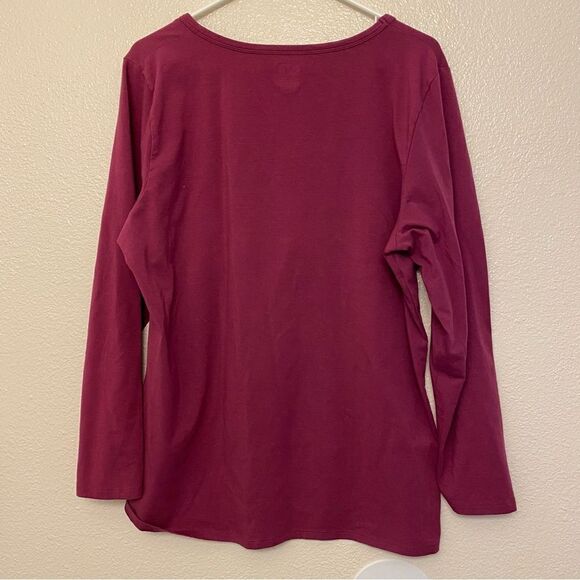 Duluth Trading crewneck long sleeve No-Yank Long Sleeve Scoopneck pink purple-1X - Picture 2 of 6